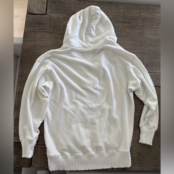 Aerie hoodie sweatshirt v neck with knit trim size XS oversized *white ivory* - Picture 2 of 5